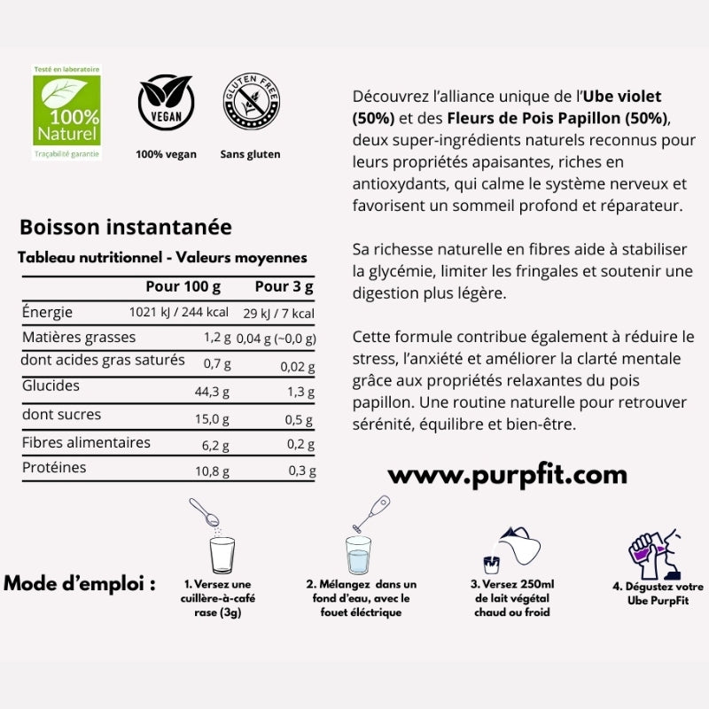 PURPFIT® Ube & Fleurs de Pois Papillon - Sérénité • Drainage • Sommeil